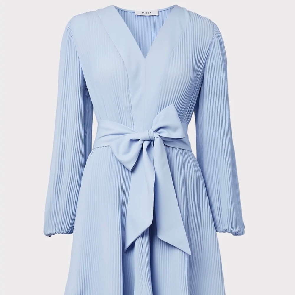 Milly Liv Pleated Dress Sky Blue Size 12
